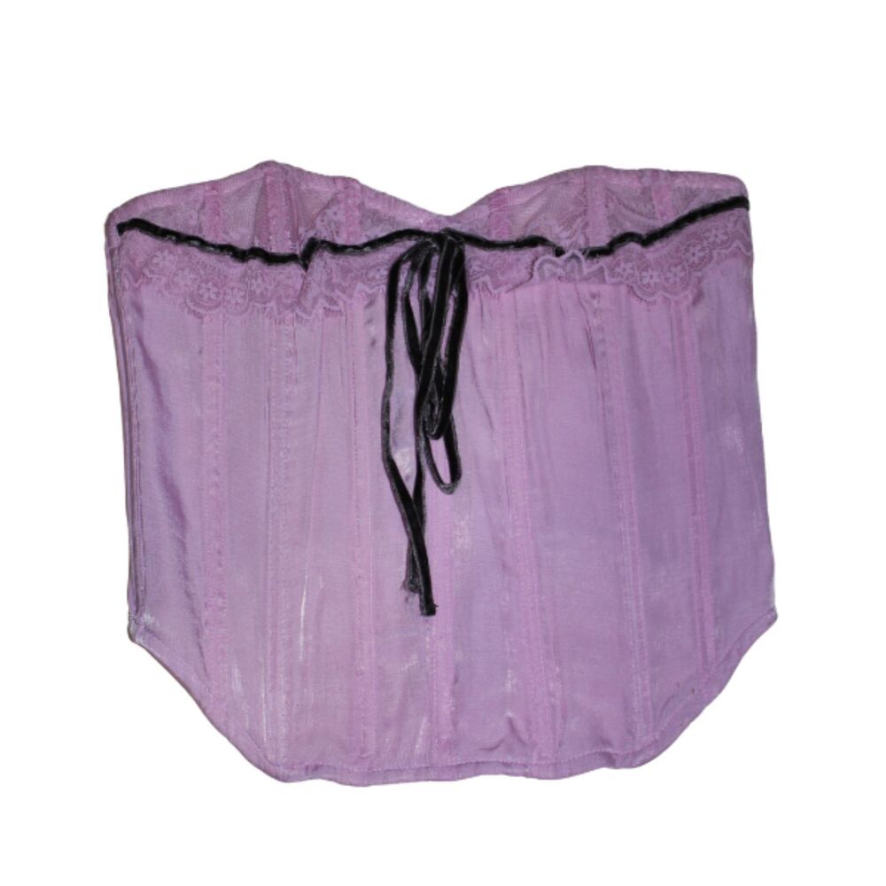 NWT Intimately Free People Pink So In Love Corset Top Brown Velvet Bow XS